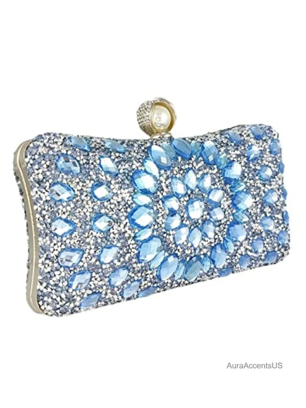 Crystal Rhinestone Clutch Evening Bag with Chain Straps